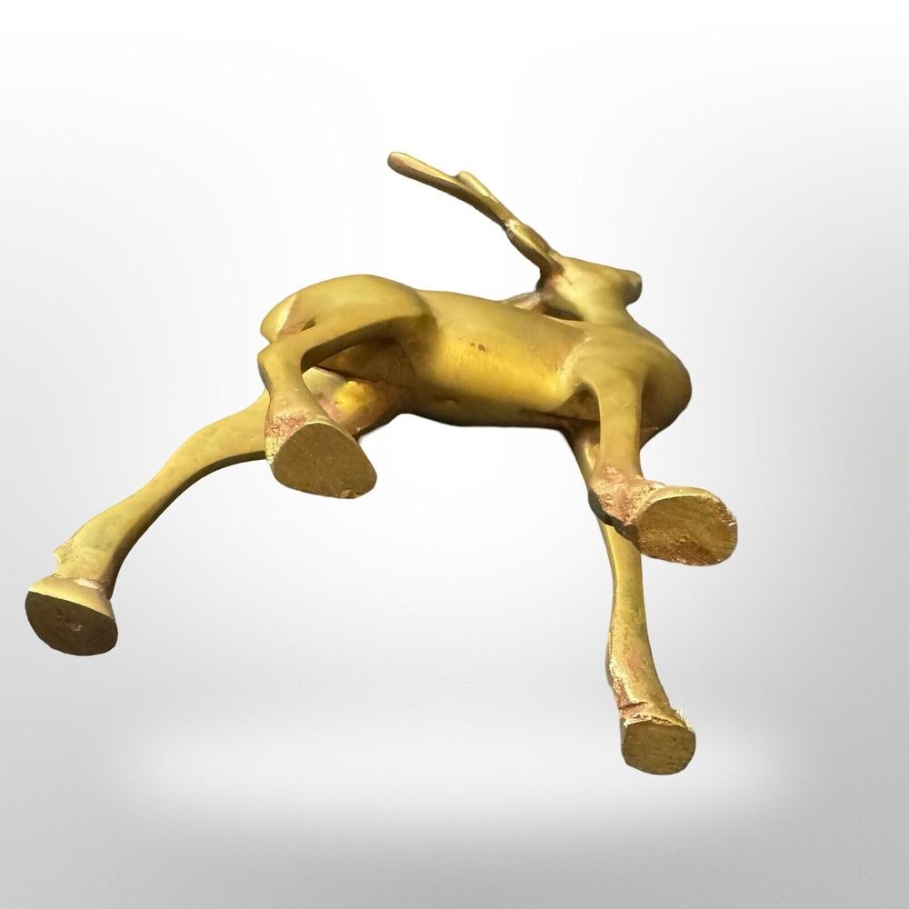 Vintage Brass Deer Figurine Buck 6.5 Inches Unbranded Heavy Rudolf Winter Decor - Picture 8 of 11
